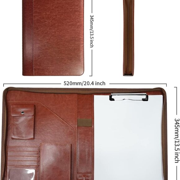 Zippered Padfolio Organizer, WRIYES Leather Planner Binder, 10.2 Inch Portfolio - Picture 6 of 6